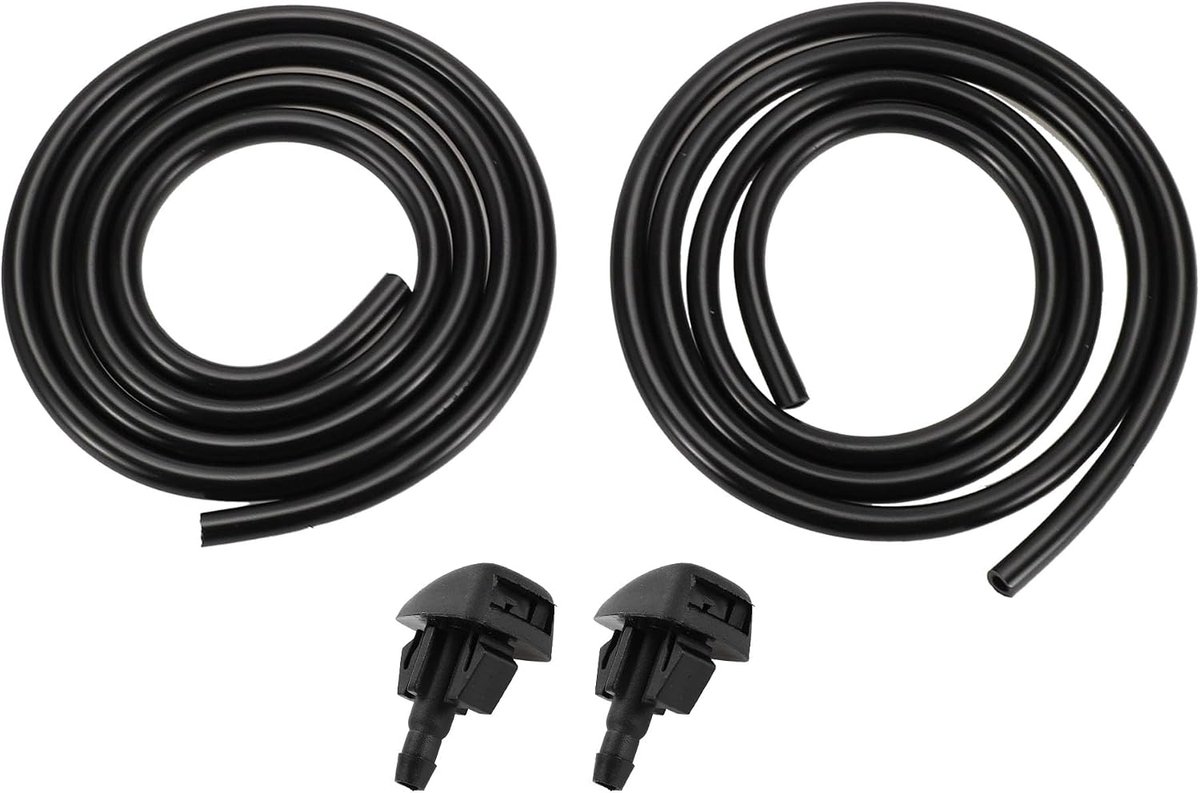 Voorruitsproeier voor DAIHATSU nr. 85381B1100 Voorruit-spuitmonden, wissersproeimondstuk, zwart, met 2 stuks vloeistofslang van 1 meter, 1 set
