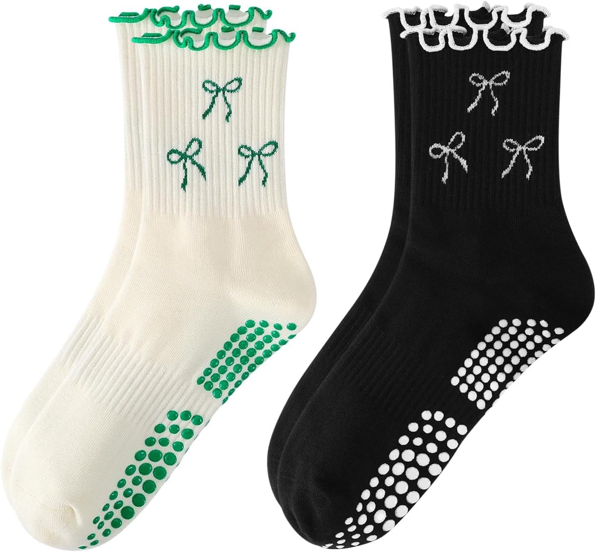 Sokken Strik Patroon Ruches Crew Sokken Ideaal voor Fitness Workout, Barre en Dansen