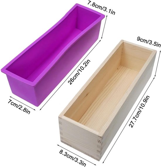 Zeepvorm, 1200ML Zeepvorm, Zeepvorm met Houten Kist, Zeepvorm Herbruikbaar, Gemakkelijk Schoon te Maken, Siliconen Zeepvorm voor Handwerk, Handgemaakte Zeep Maken — afbeelding 2