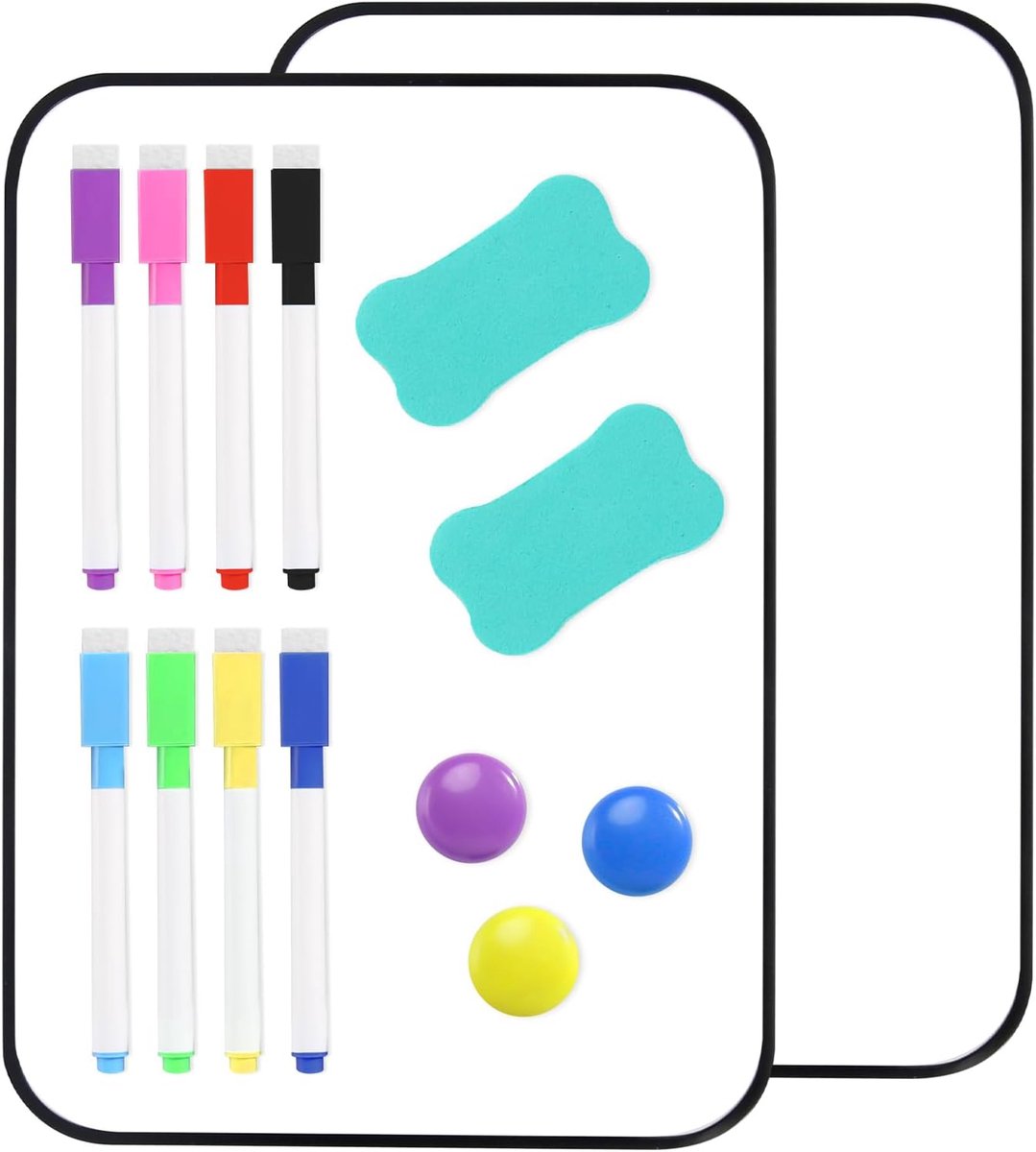SnelShoppen - Whiteboard Klein 2 Pack Magnetisch A4 Dubbelzijdig Whiteboard met Drooguitwisbare Pennen en Wisser - 30 x 21cm Ideaal voor Thuis, Kantoo