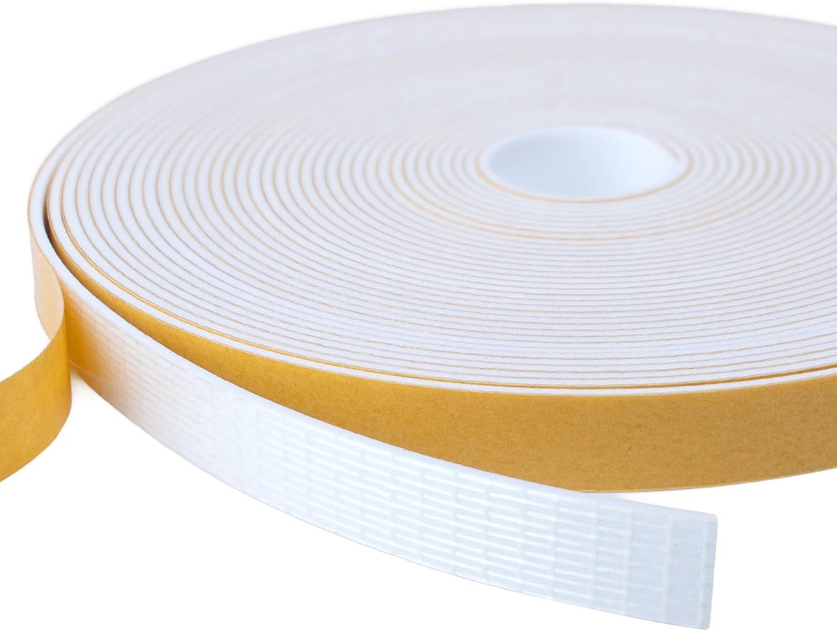 SnelShoppen - Zelfklevende Deur- en Raamafdichtstrip 12 mm x 1.5 mm - 10 m Lange Dichtstrip, Waterdicht, Voor Draft- en Geluidisolatie, Wit