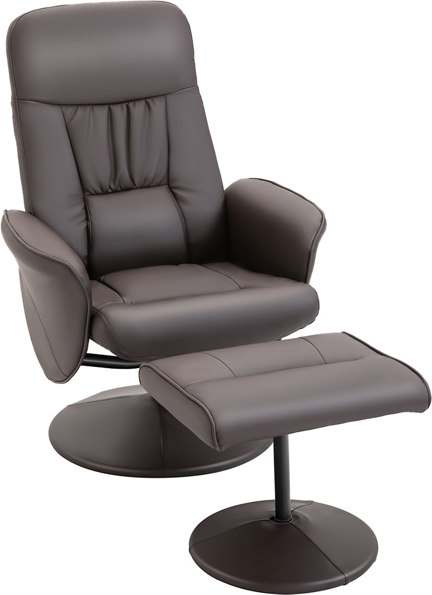 Homona Relaxfauteuil met hocker - 360° draaibaar en verstelbaar - 76 x 81 x 101 cm - Bruin