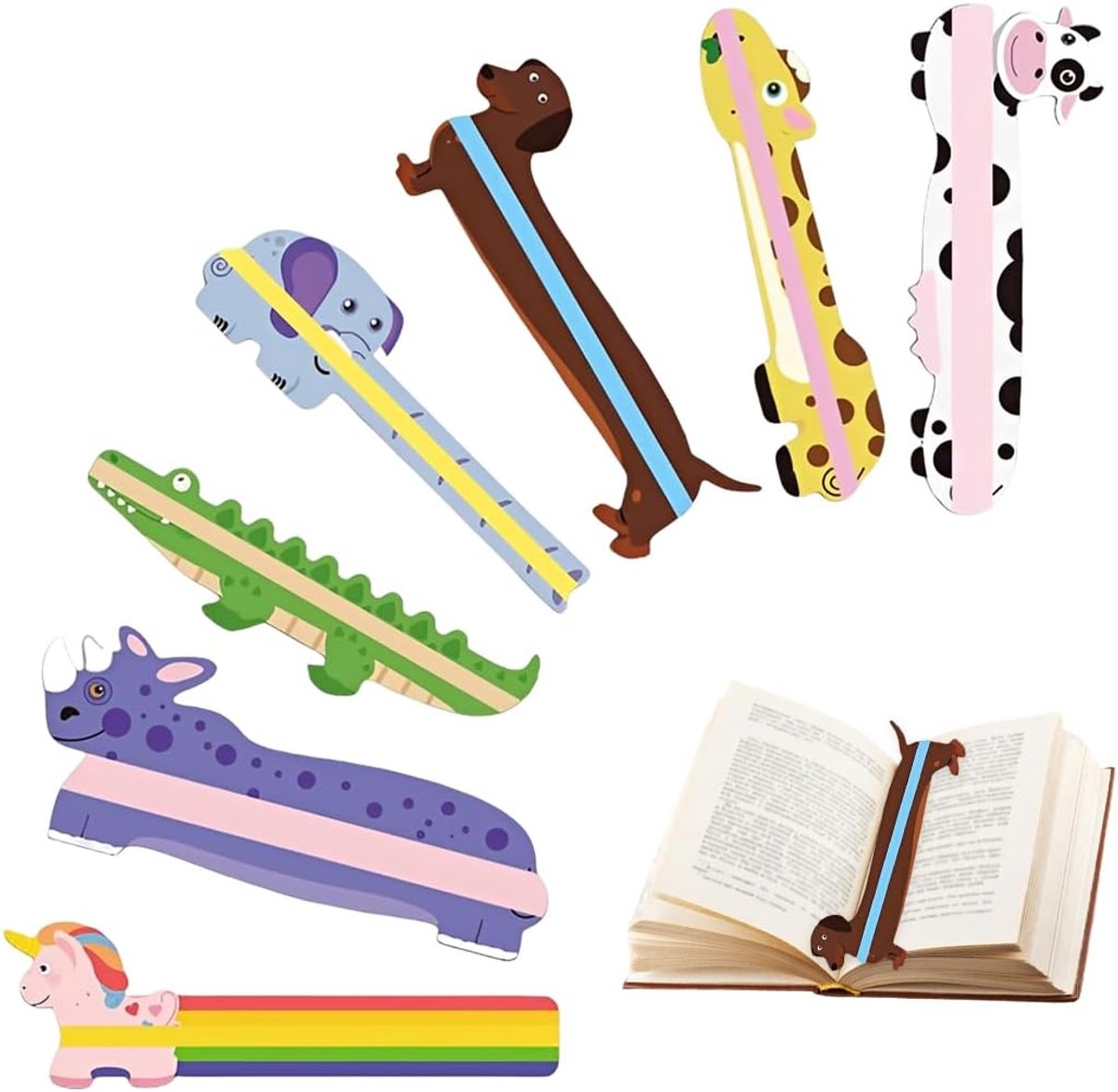 geleide leesstroken - 7 stuks - met dierenmotief - ideale leesgids voor kinderen - ShopVlot