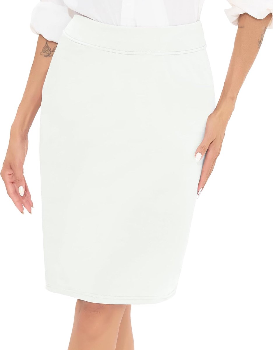 Wikoan Kokerrok voor dames, knielang, stretch, hoge taille, elegante - ShopVlot