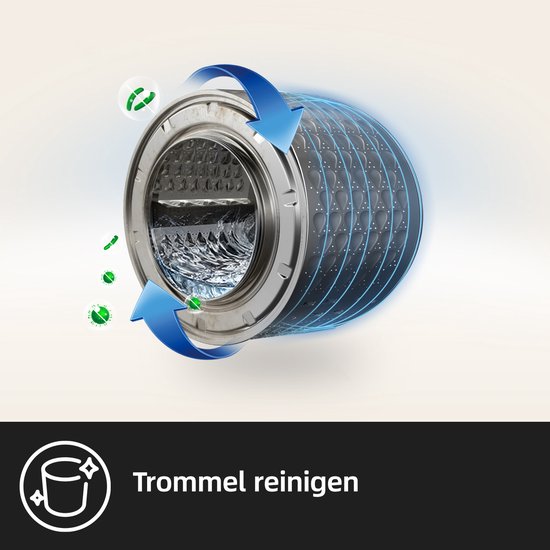 Un programme de nettoyage du tambour avec des flèches qui éliminent les bactéries.
