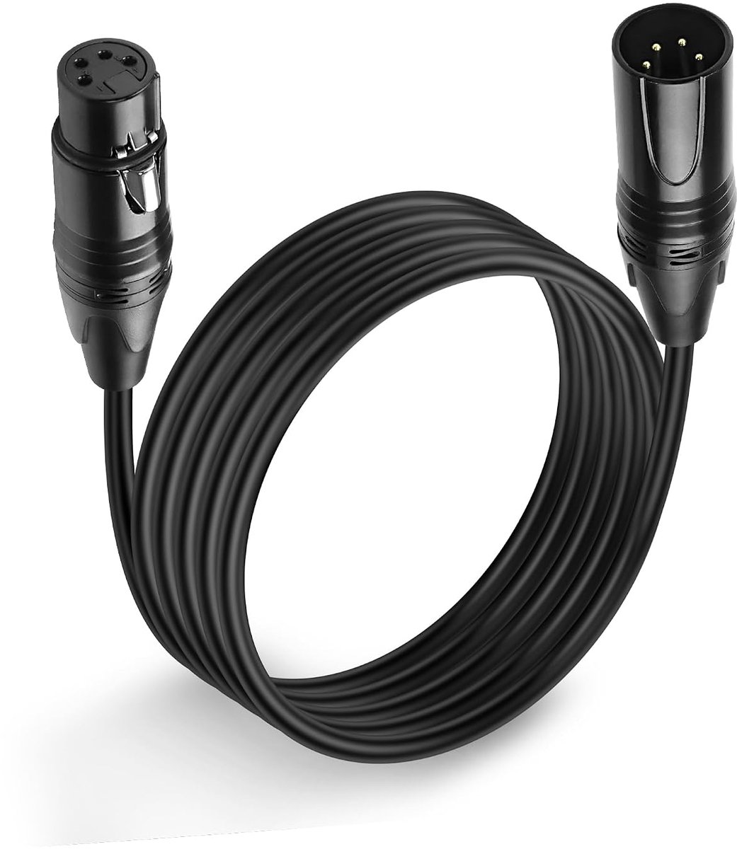 MEIRIYFA XLR 4-Pin Male to Female Power Cable - Balanced Extension Cable for DSLR Camera Monitor - Black, 1.8M - ShopVlot