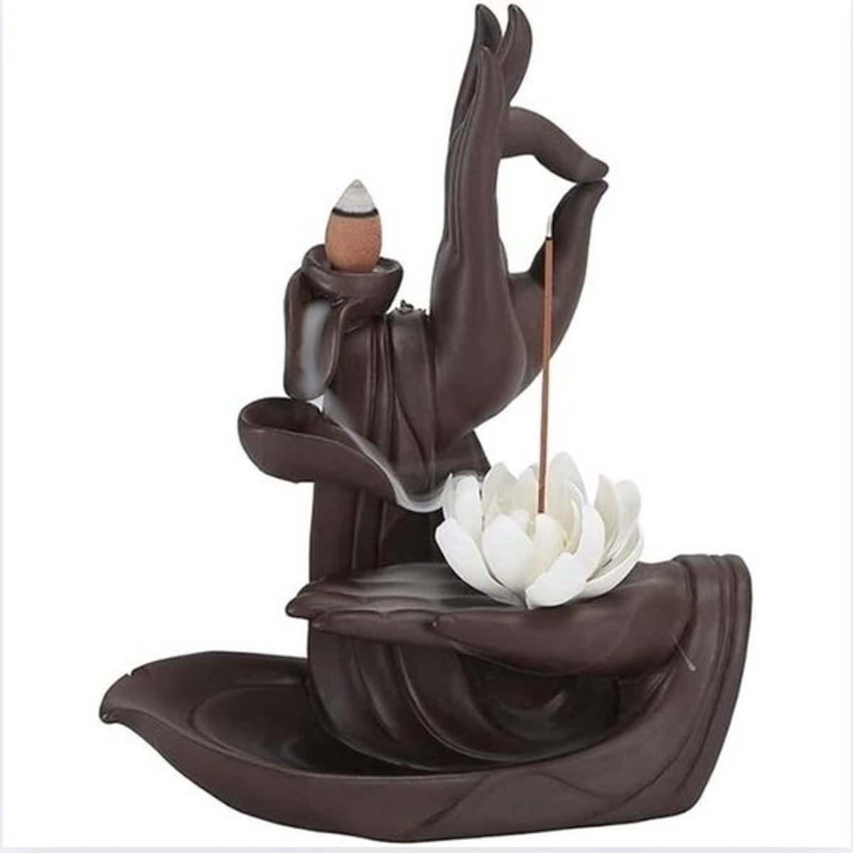 Keramische waterval-wierookbrander met backflow-kegels en stokjes - Voor ontspanning en meditatie