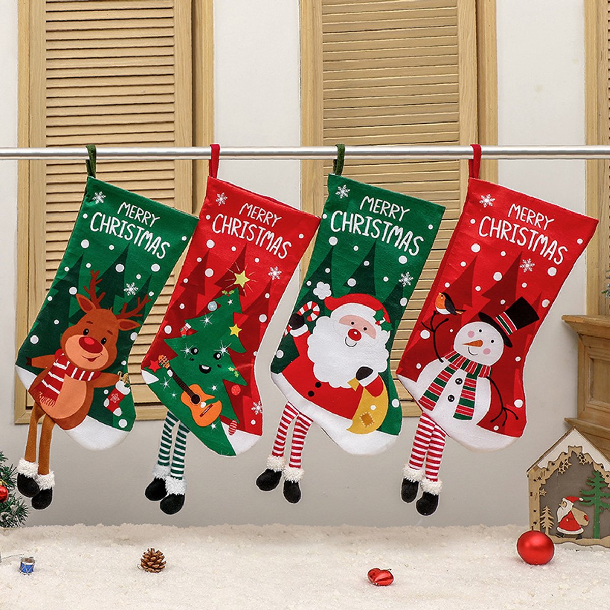 45CM Kerstversiering Kersthanger Sokken - Kerstdecoratie voor Binnen en Buiten - Kerstboomversiering - 4stuks