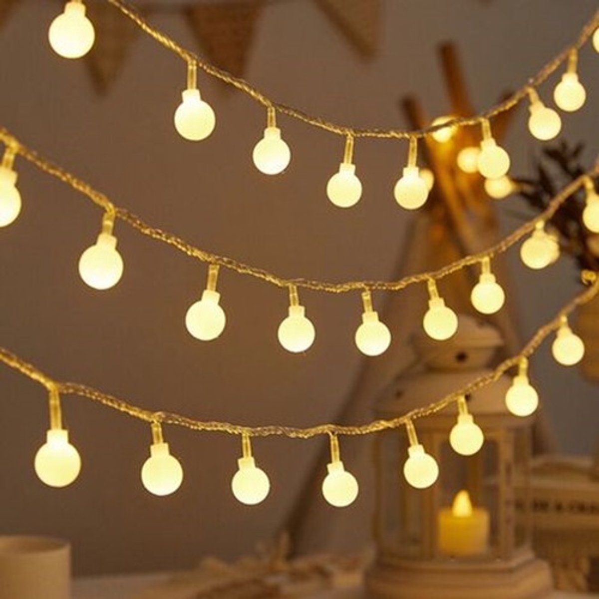 HisKes Herfst decoratie - 10 m lange lichtslinger met 80 LED's - Warmwitte LED-lichtslinger - Decoratieve lichtslinger - Lichtslinger op batterijen - Kerstverlichting - Lichtslinger geschikt voor Halloween, Kerstmis - Batterijen niet inbegrepen