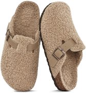 Olanly - Unisex Clogs - Warme Dames Winter Pantoffels - Comfort Slippers - Houten Cogs - Khaki - 40 - Convient pour une longueur de pied de 24.8cm