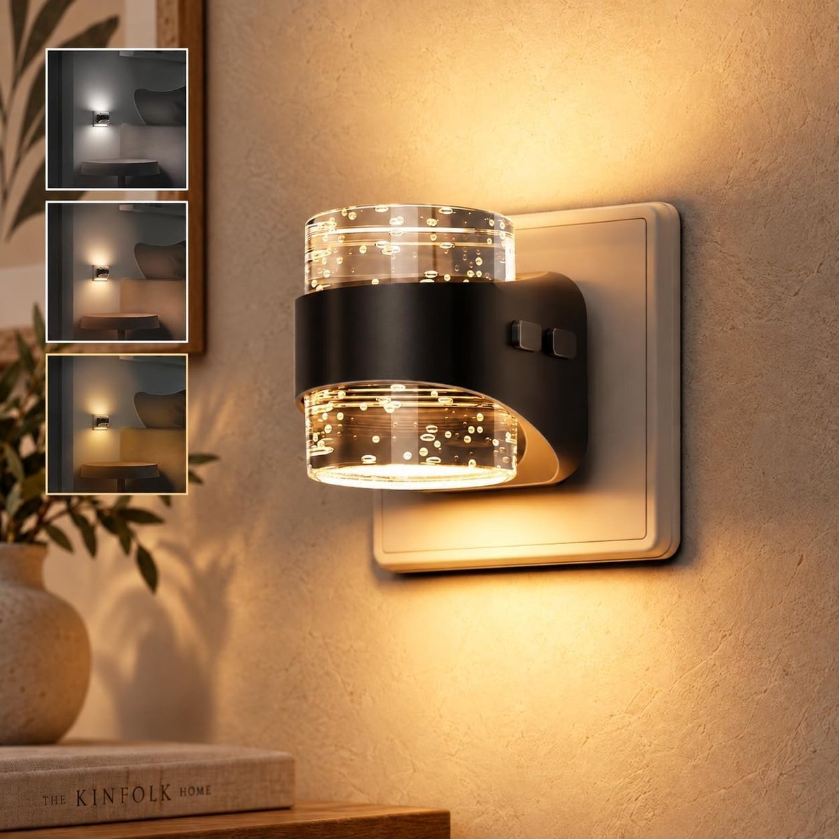 Verstelbare Dimbare Nachtlamp met Dusk Sensor en Bubbelontwerp voor Badkamer en Gang, 3000K-5000K (1 Stuk)