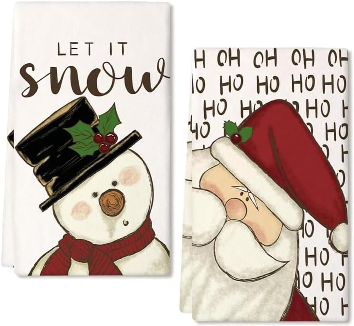 Theedoeken, 2-delige kerstdecoratie, tafeldecoratie, Kerstmis, tafeldecoratie, keuken, kerstdecoraties, 40 x 60 keukendoeken, cadeaus Kerstmis