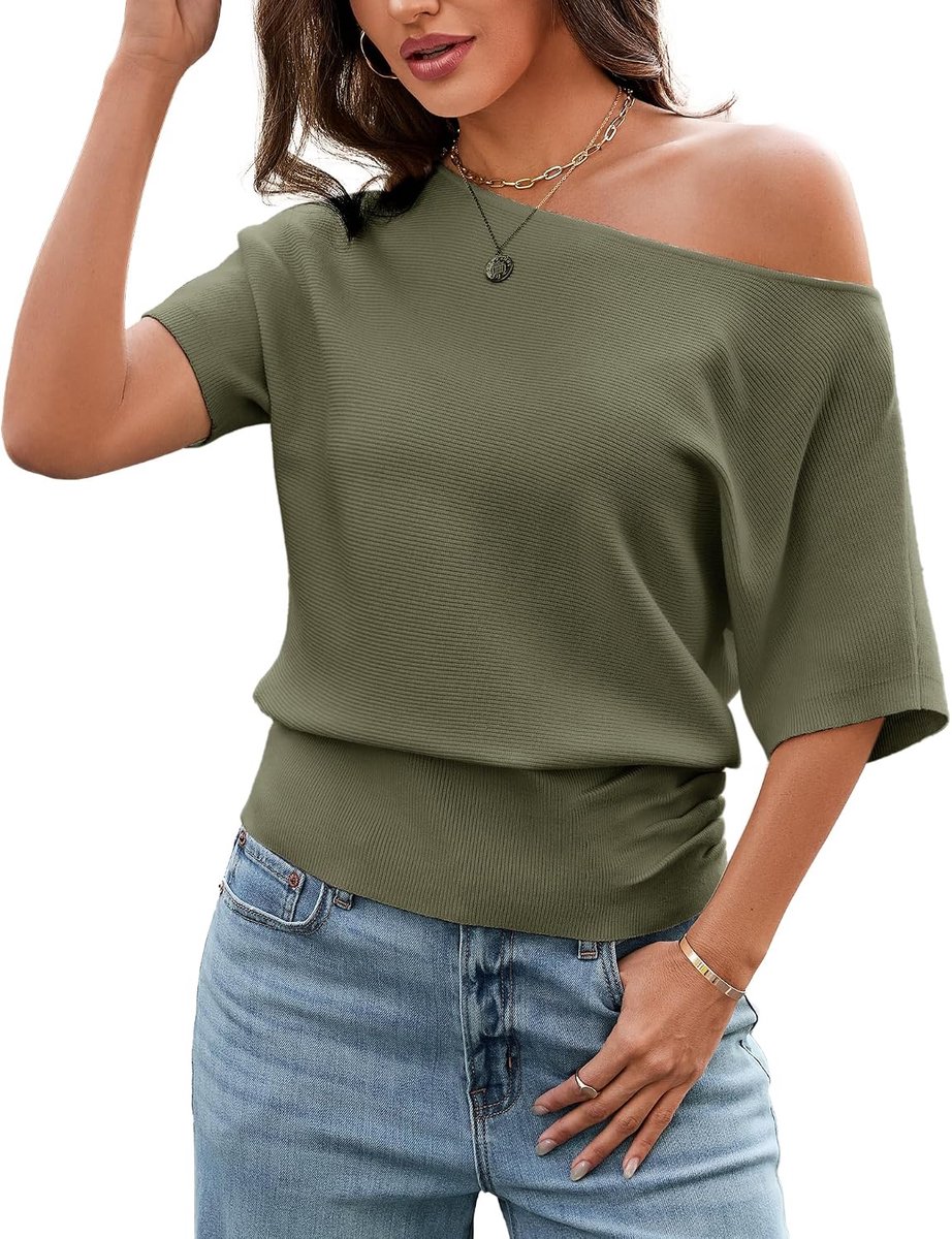 Dames blouse bovendeel korte mouwen schoudervrij elegant licht