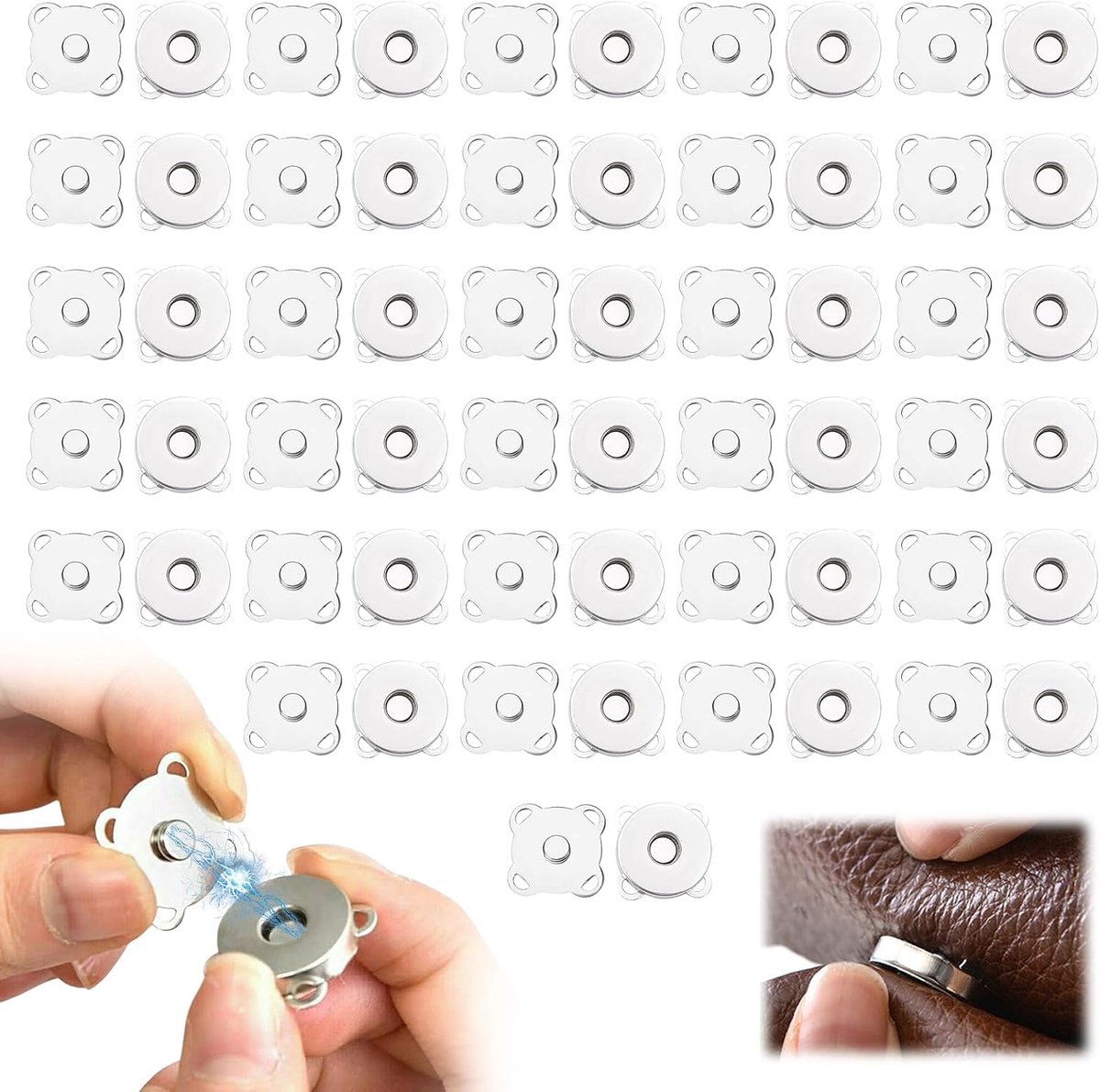 Knopen, Drukknopen Om Aan Te Naaien, Magnetische Knopen, Magnetische Snap, Magneetknoppen, Zakbevestigingsmiddelen, Geschikt voor Tassen, Handtassen, Tasbeslag En Handwerk, 14 MM