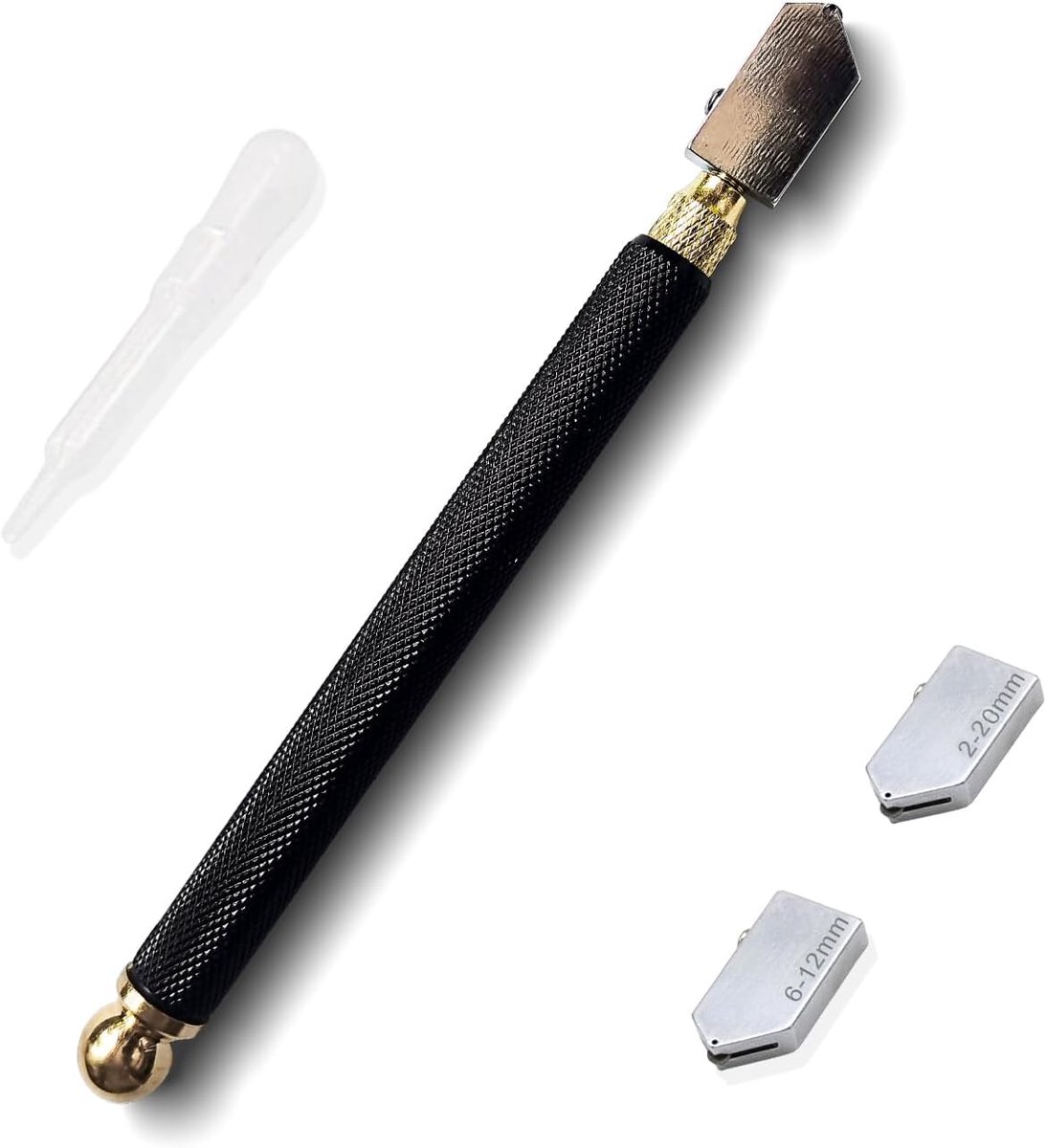 Glassnijder 2mm-20mm, Professionele Carbide Tungsten Glass Cutters Tools, Messing Olie Fed Potlood Stijl Glas Snijgereedschap voor Tegels, Mozaïek, Spiegel