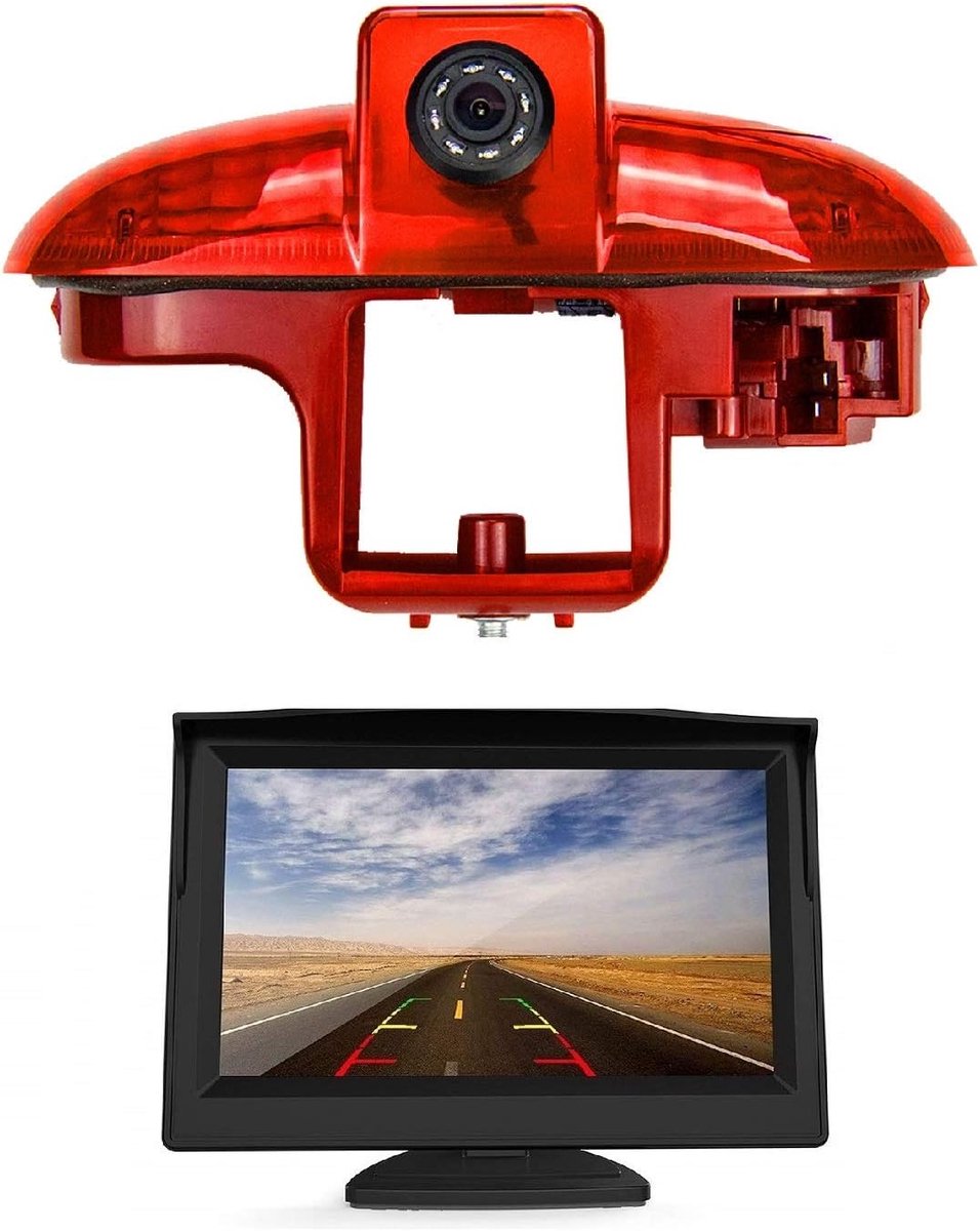 720p achteruitrijcamera met 5,0 inch lcd-display, 3e stoplicht voor Fiat Talento, Primastar, Trafic MK2, Opel Combo, Opel Vivaro A (2001-2014)