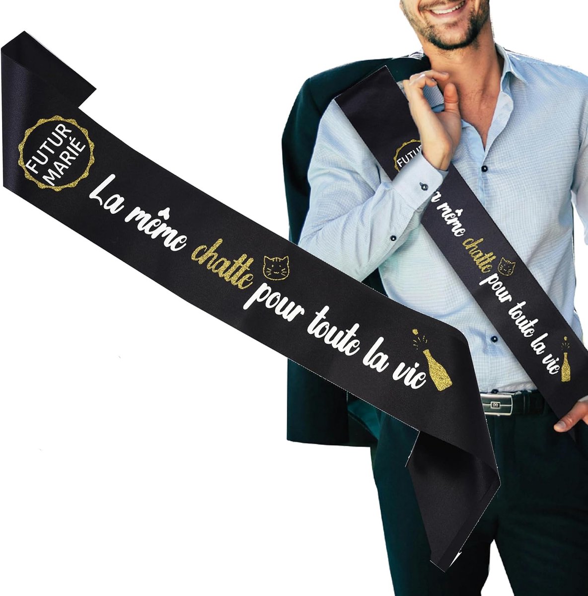Accessoires – sjaal voor de aanstaande bruid "Dezelfde kut voor het hele leven" + humorbadge - vrijgezellenfeest set origineel cadeau toekomstige bruidegom