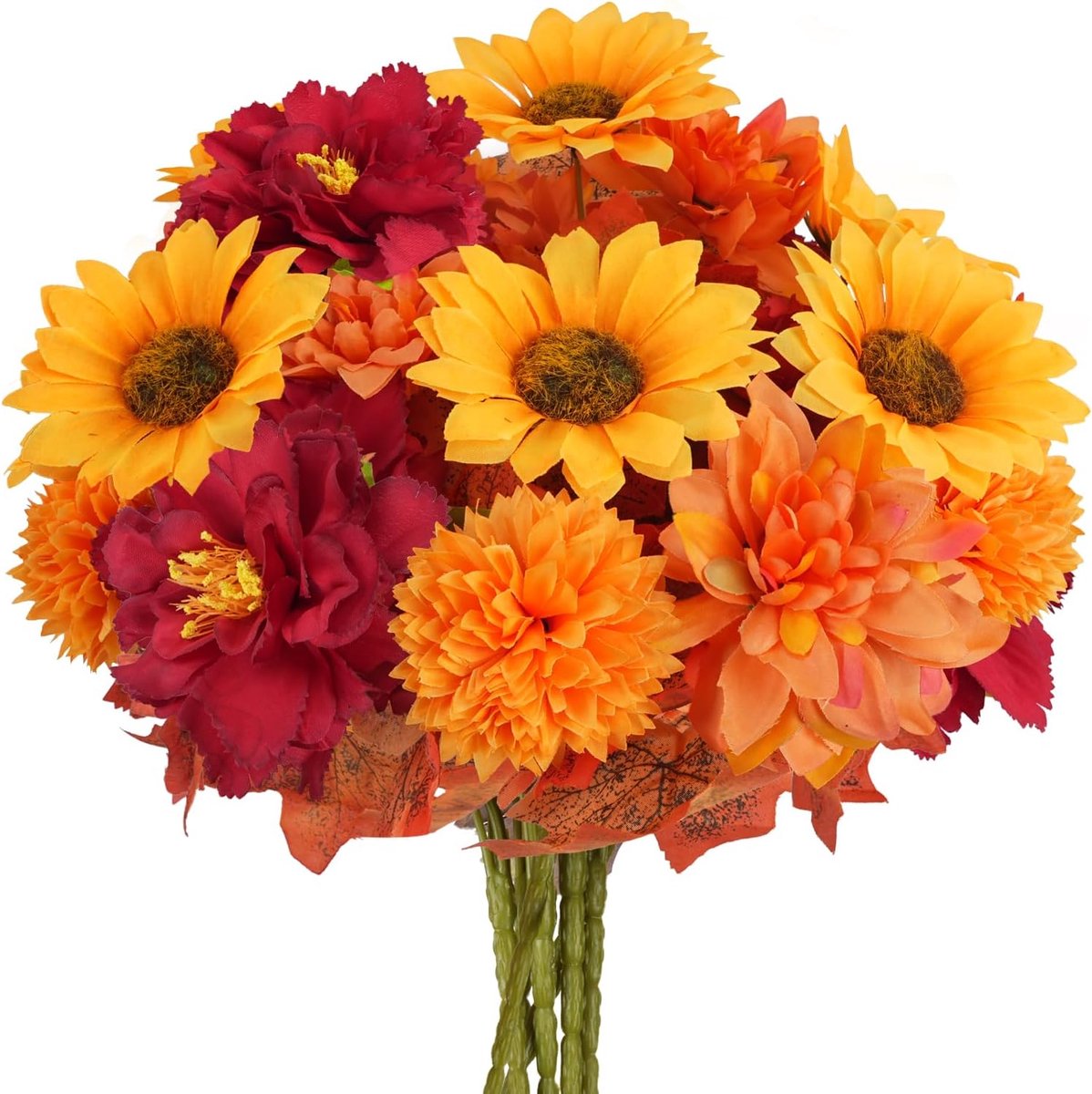 6 stuks kunstboeket kunstmatig herfstboeket gele zonnebloemen