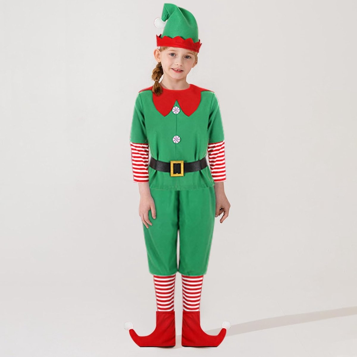 Groene kerstelfenkostuum, kerstkostuum voor heren en dames, perfect voor Kerstmis, cosplay, carnavalsfeestjes