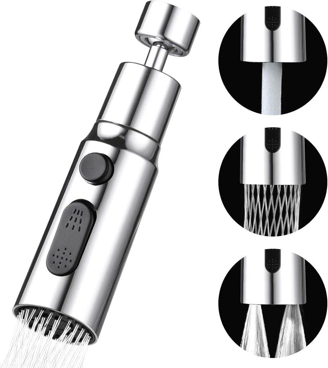360° Rotating Mixer Head FM22 M24 - 3-Position Vervangende Bubble Head Aerator voor Keukenkraan Accessoires, Waterbesparing en Efficiëntie
