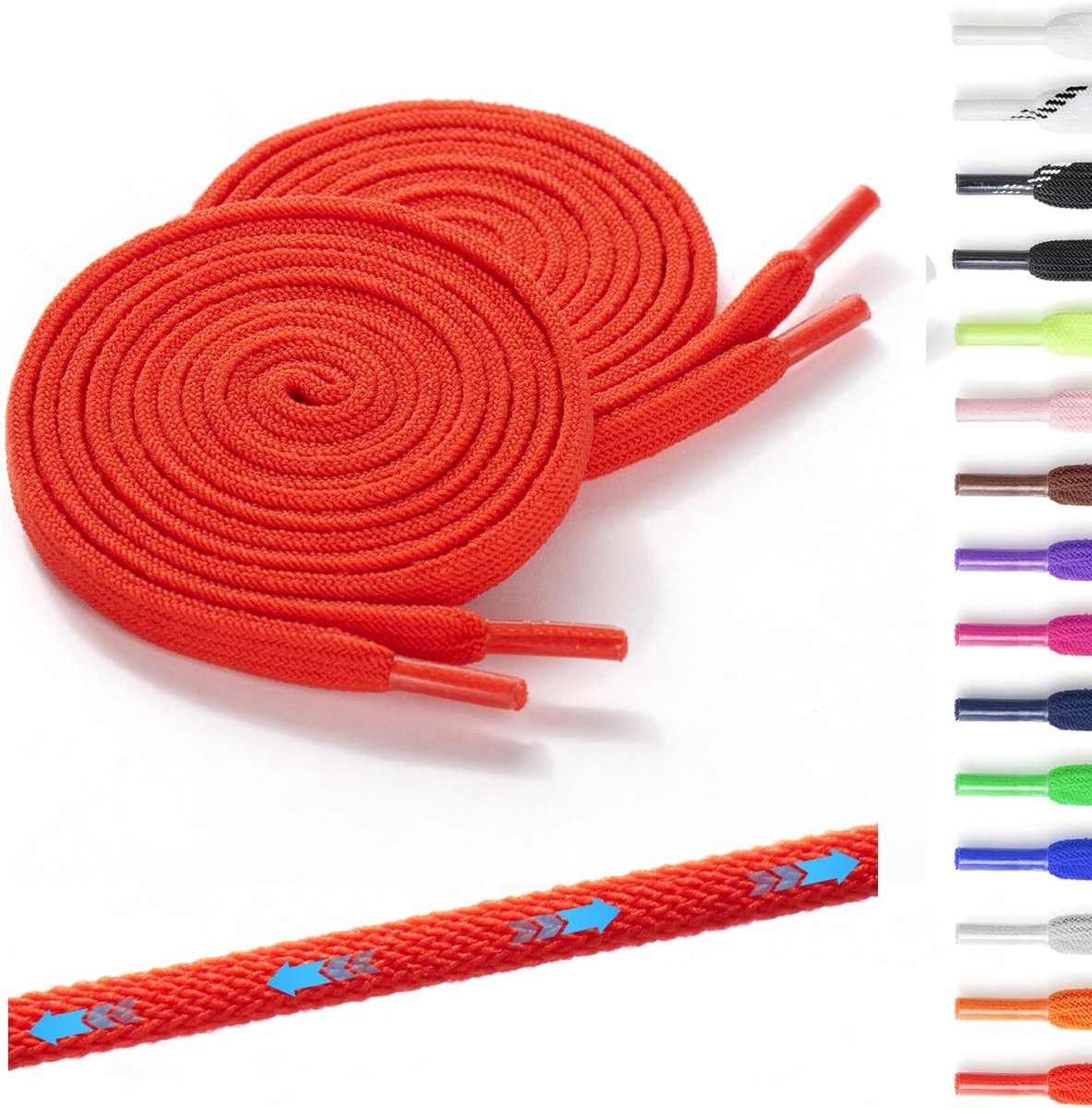 Schoenveters, plat - elastische schoenveters zonder strik voor kinderen en volwassenen, 7 mm breed, rubberen schoenveter