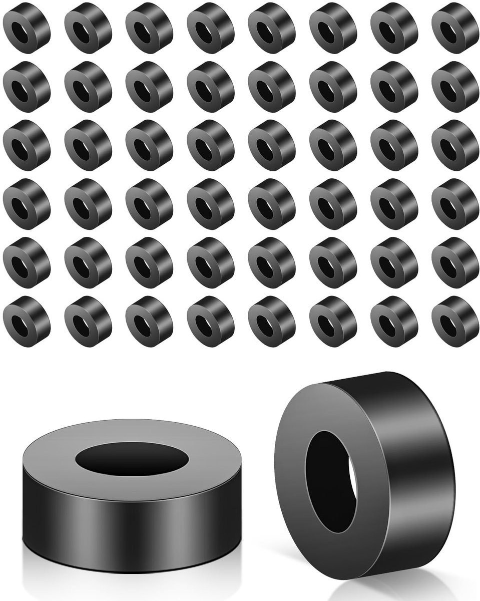 50 stuks afstandhouders M8, Jeboler ABS afstandhouders, ronde afstandsringen van zwart kunststof, nylon sluitringen, isolatie zonder schroefdraad, afstandszuilen voor schroeven, 14 x 5 mm, 50 stuks