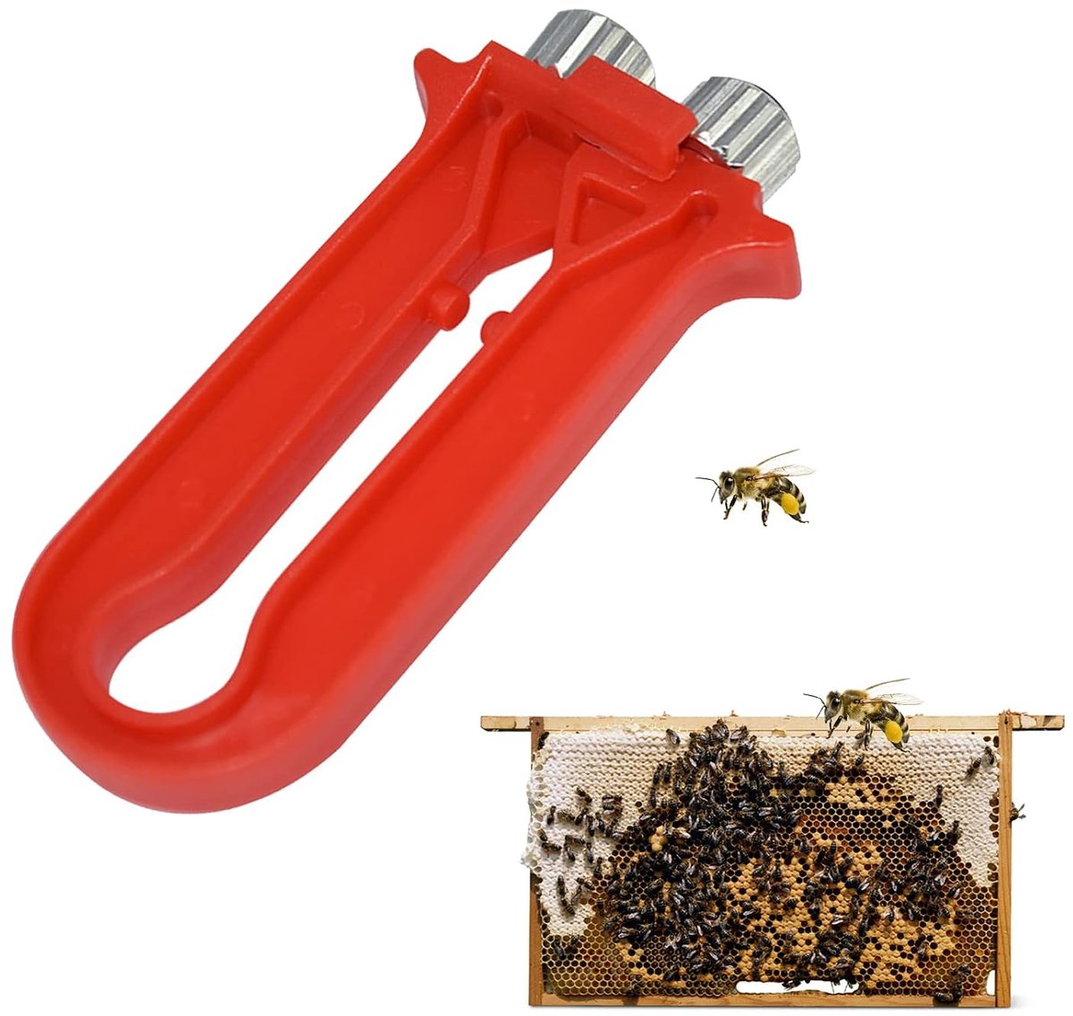 Framegereedschap, draadspanner voor bijenkorf, montageframe, kabelspanner voor bijenteelt en gereedschap, voor het verbinden van de ijzerdraad met het frame van het nest, rood