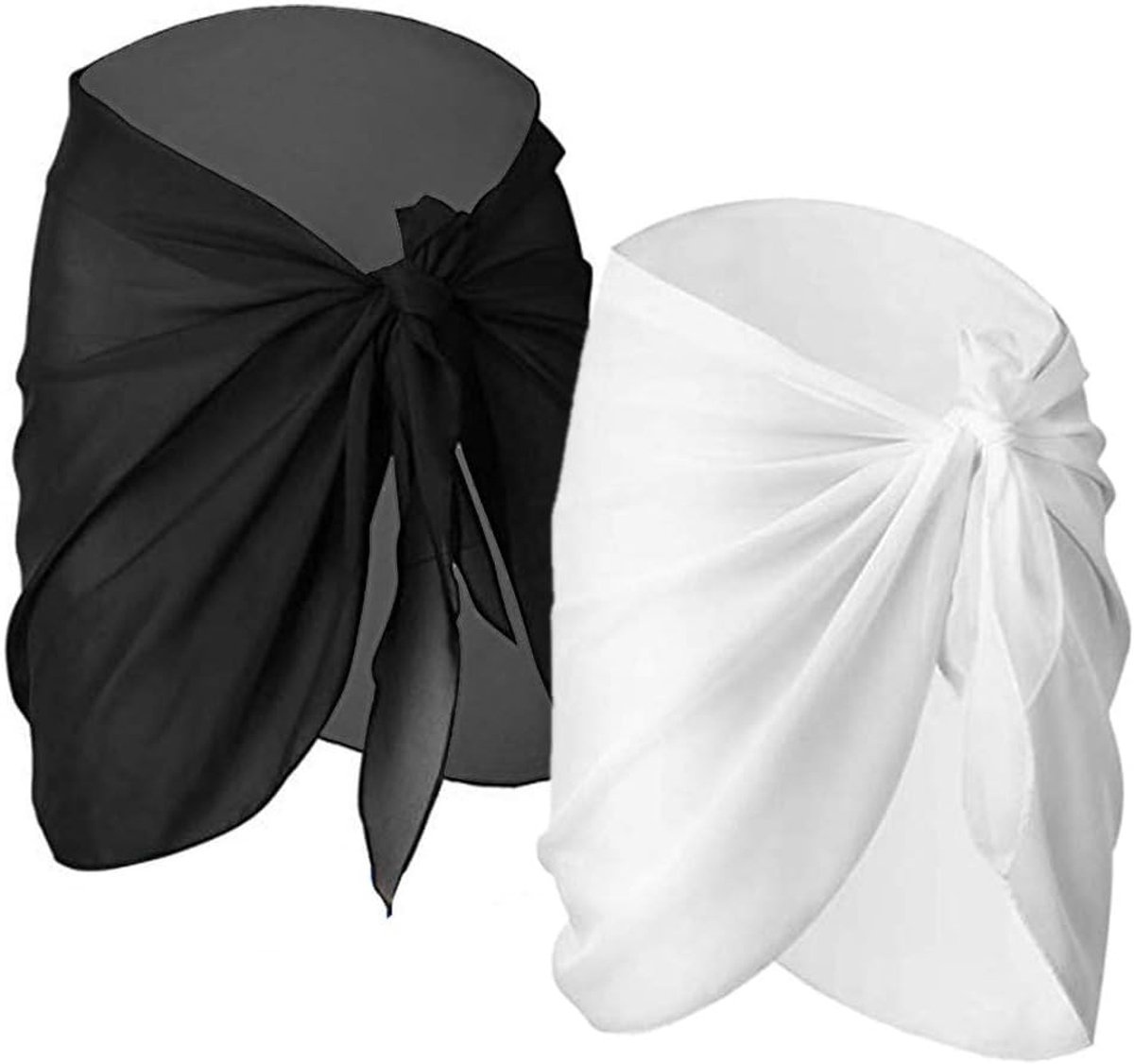 Strand Sarong Wrap Vrouwen, 2 Pack Badmode Chiffon Strand Swisuit Wrap Sarong Korte Sarong Chiffon Bikini Cover Up Badpak Wrap Jurk Rok voor Vakantie Zwemmen