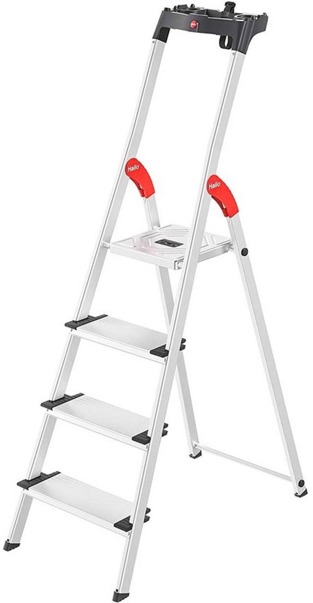 Veiligheidsladder - Aluminium - 4 treden - Inklapbare ladder - Tot 150 kg - Stabiliteit en veiligheid - Voor thuis en tuin