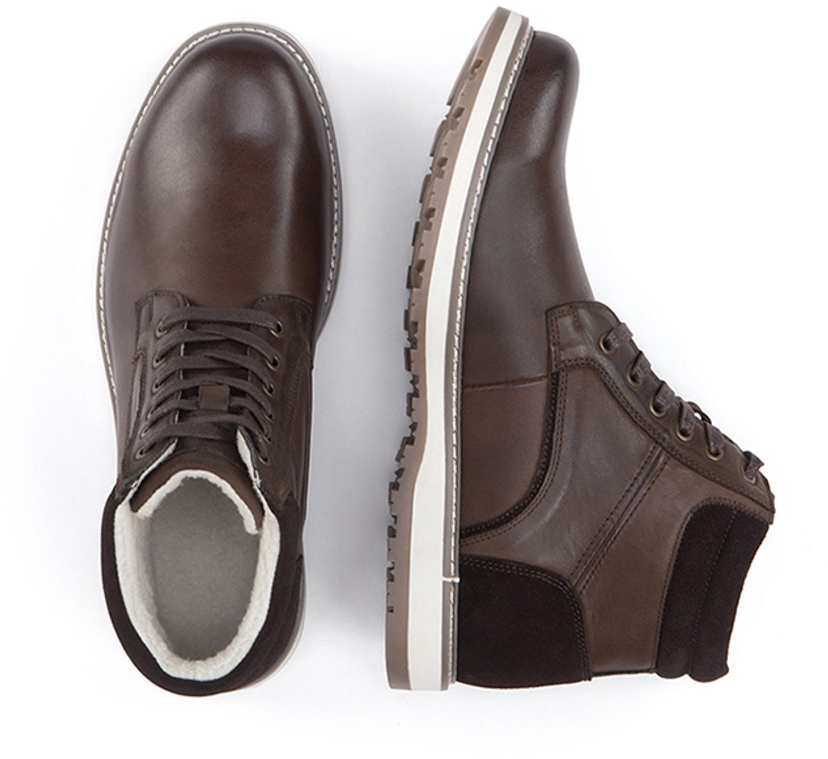 Milanoro - Elegante lederen herensneakers - Donkerbruin - Maat 43