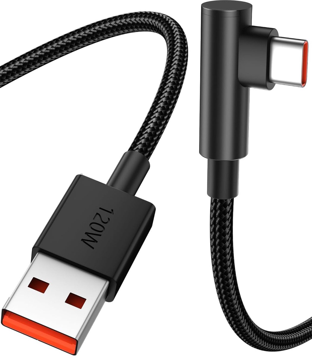ACOCOBUY 1 m gevlochten USB-C-kabel, 90 graden, voor Redmi Note 15/14/13 Pro - ShopVlot