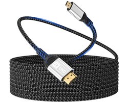 Naar HDMI-kabel,3m kabel 4K@60Hz Micro-HDMI 2.0-kabel,3D HDR,ARC,Micro-HDMI naar HDMI compatibel met Raspberry Pi 5/4,camera A6300 A6400,GoPro Hero 9/8/7/6,Yoga,ODROID TV,laptops,monitoren