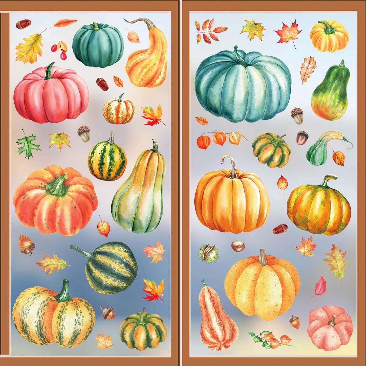 6 vellen thanksgiving raamsticker, spoken, pompoenen, raamsticker voor thuis, feest, winkel, raam, glas, display, decoratie (Thanksgiving K)