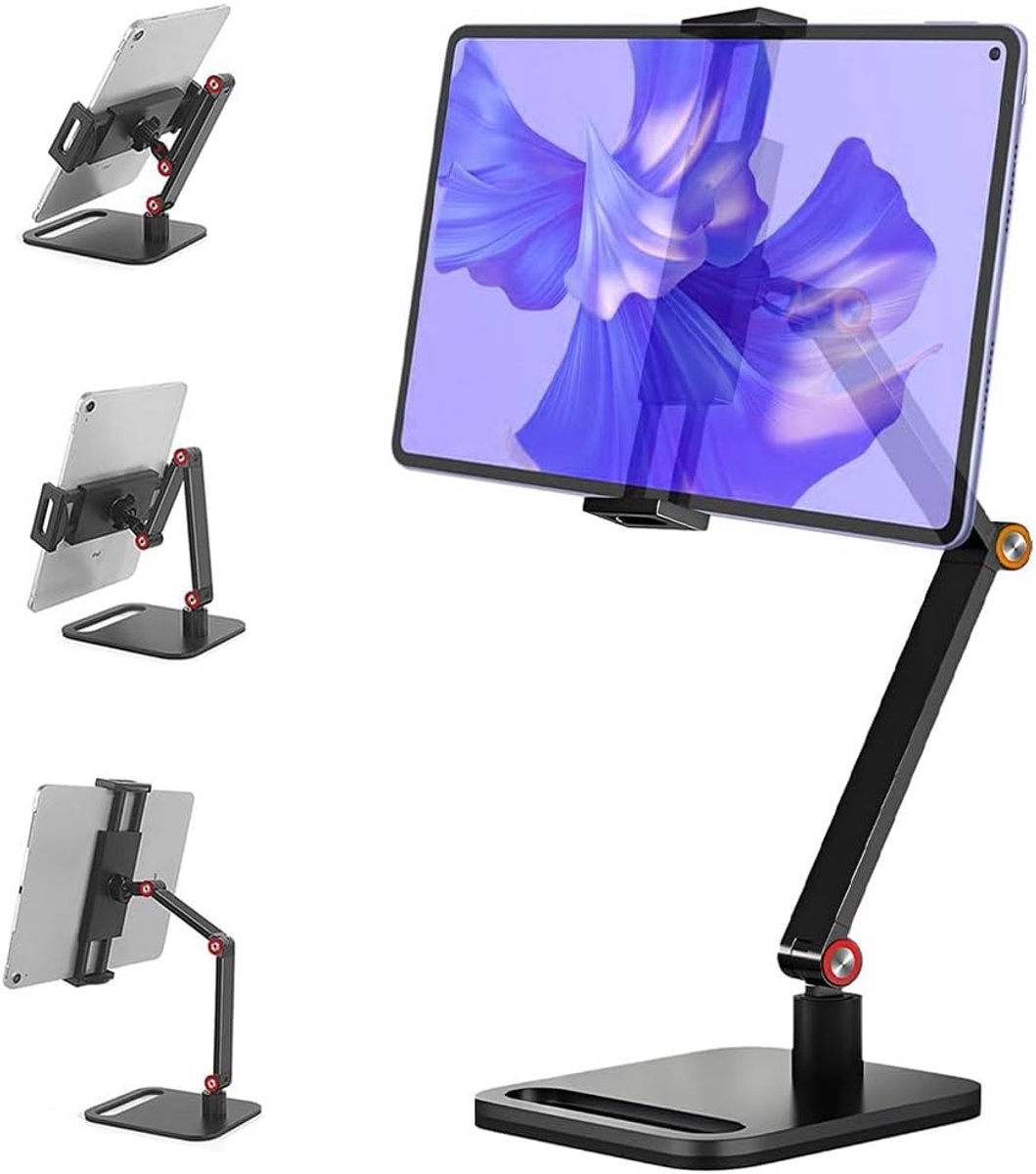 Draagbare monitorhouder, aluminium iPad-houder voor 4-17,3 inch scherm, tabletstandaard voor iPad, universele uitbreidbare displayhouder, in hoogte verstelbaar tot 16,5 inch