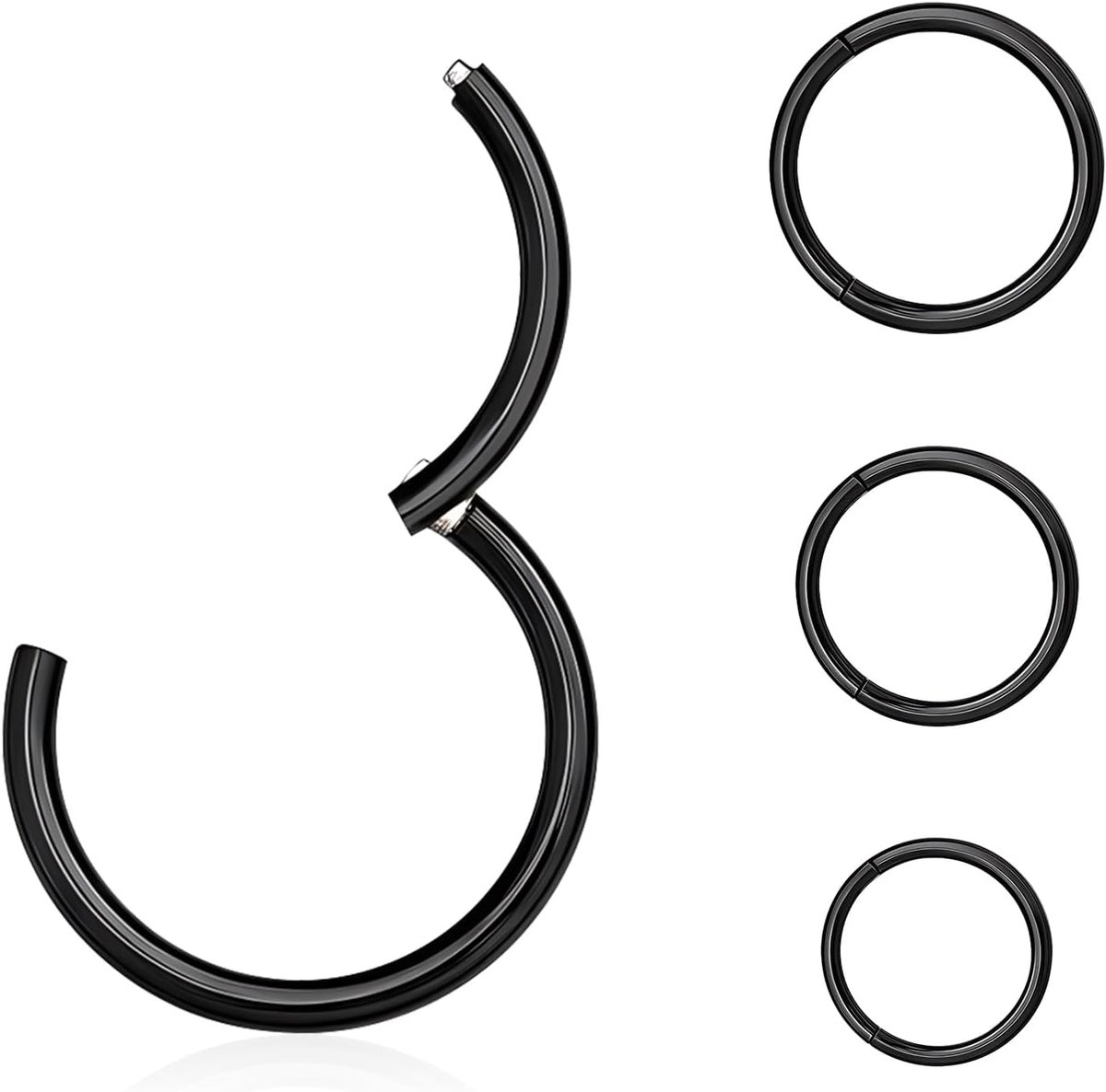 Ring zilver 8 stuks 18 g neusring Nostril septum piercing ringenset chirurgisch staal dunne lippiercing septum clicker kraakbeen piercing oor voor dames en heren 8 mm/10 mm/12 mm
