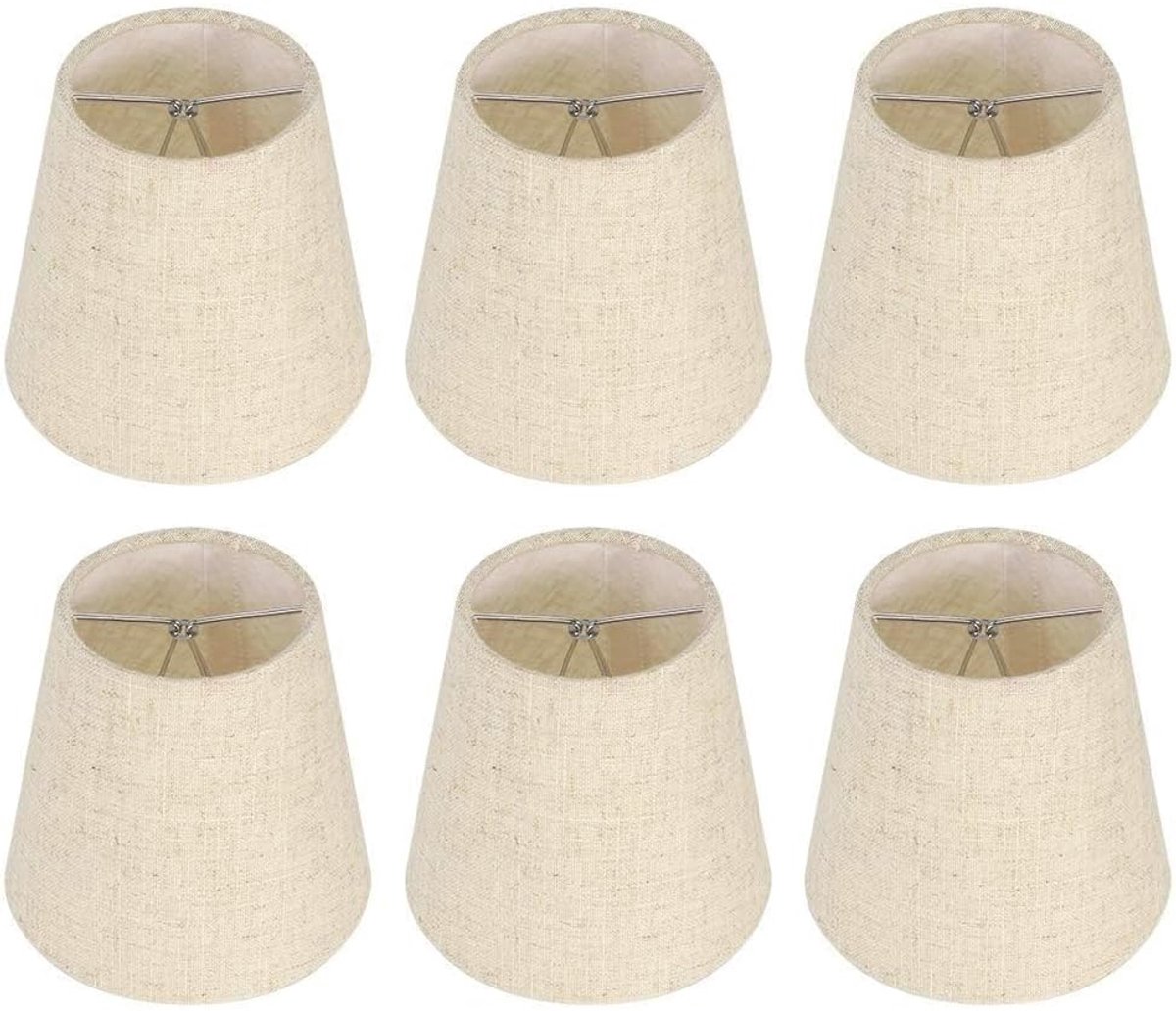 Lampenkappen 6 Stuks, Linnen Stoffen Lampenkap Stoffen Lampenkap Wandlampafdekkingen Vervanging Voor Tafellamp Eenvoudige Installatie Lampenkap Voor E14-lamp Beige