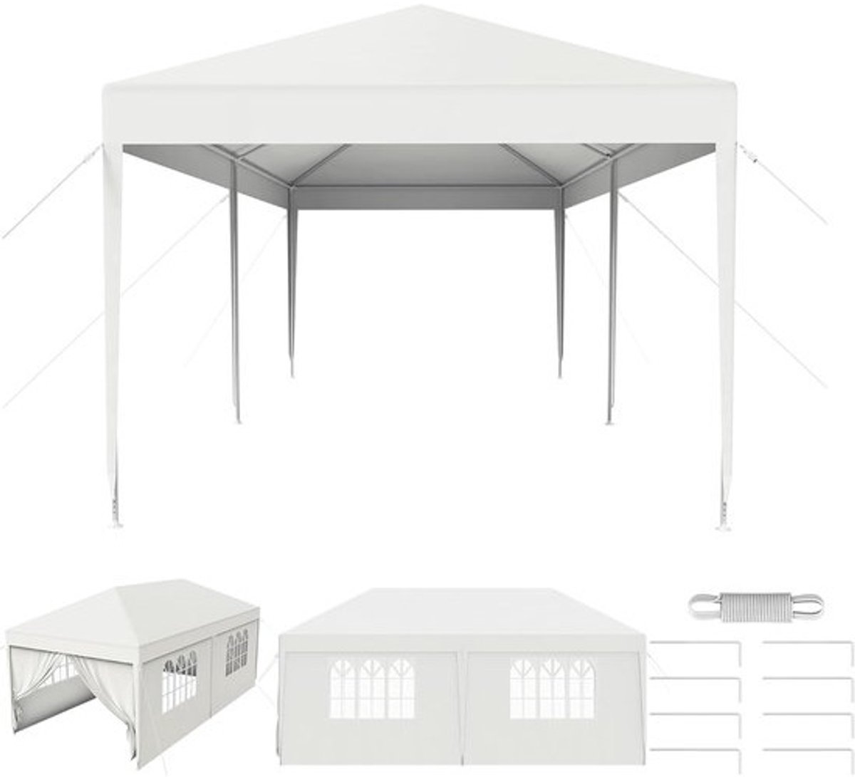 Partytent 3 x 6 m - met zijdelen - en uv-bescherming - Tuinpaviljoen - voor feesten, bruiloften en picknicks