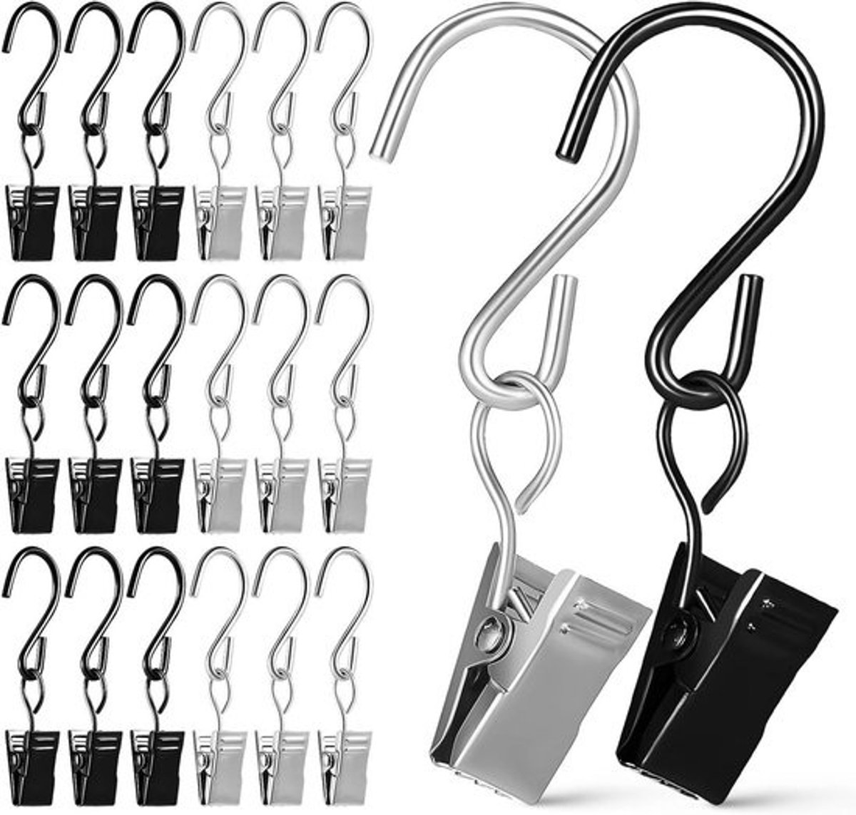 Gordijnhaken - met clips - Ophangclips - Gordijnen ophangen - Robuust ijzer - 50 stuks - Diverse kleuren