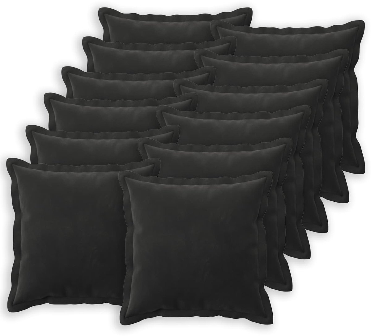 vidaXL Dekenkussen - 12 - st - HOUTEN - Zwart - 45 - x - 45 - cm - fluweel
