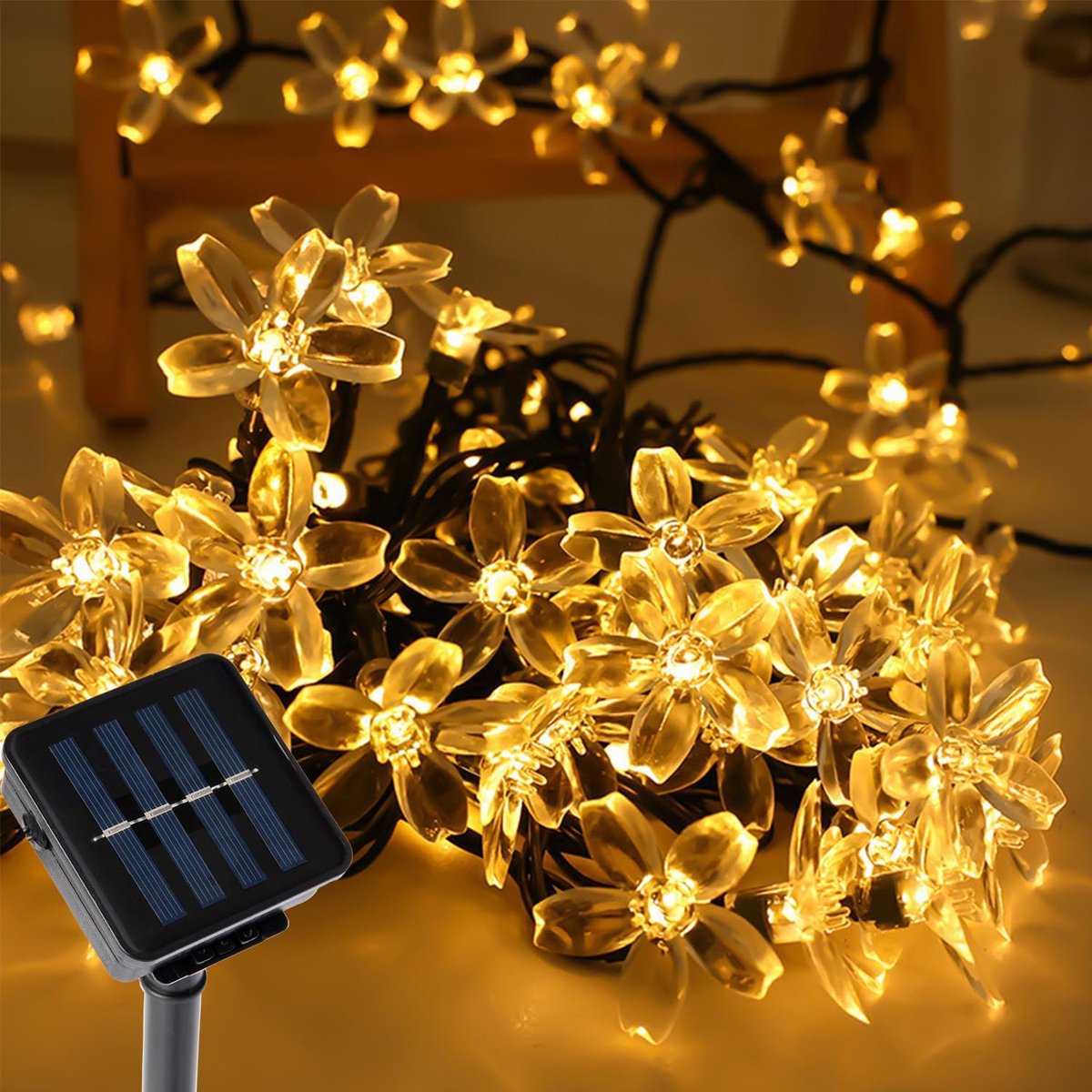 SnelShoppen - Lichtsnoer Zonne-Energie 12M 100LED Kersenbloesem Fee Lichten - Waterdichte Decoratieve Lichtketting Buiten voor Tuin, Balkon, Kerstmis,