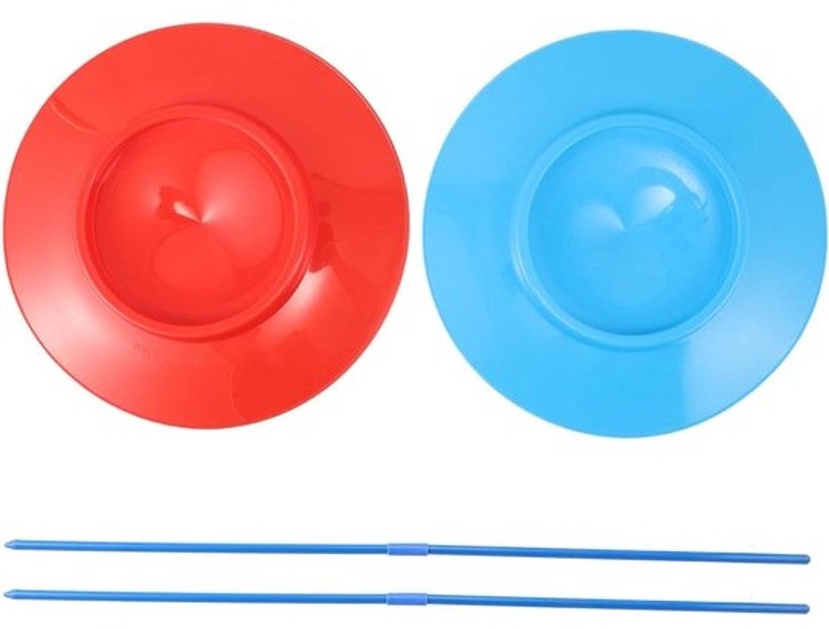 Jongleerplaten - met stokken - Circusplaten - speelgoed - Oefenen voor circusoptredens - Beginnersvriendelijk ontwerp - 25,5 cm - Diverse kleuren