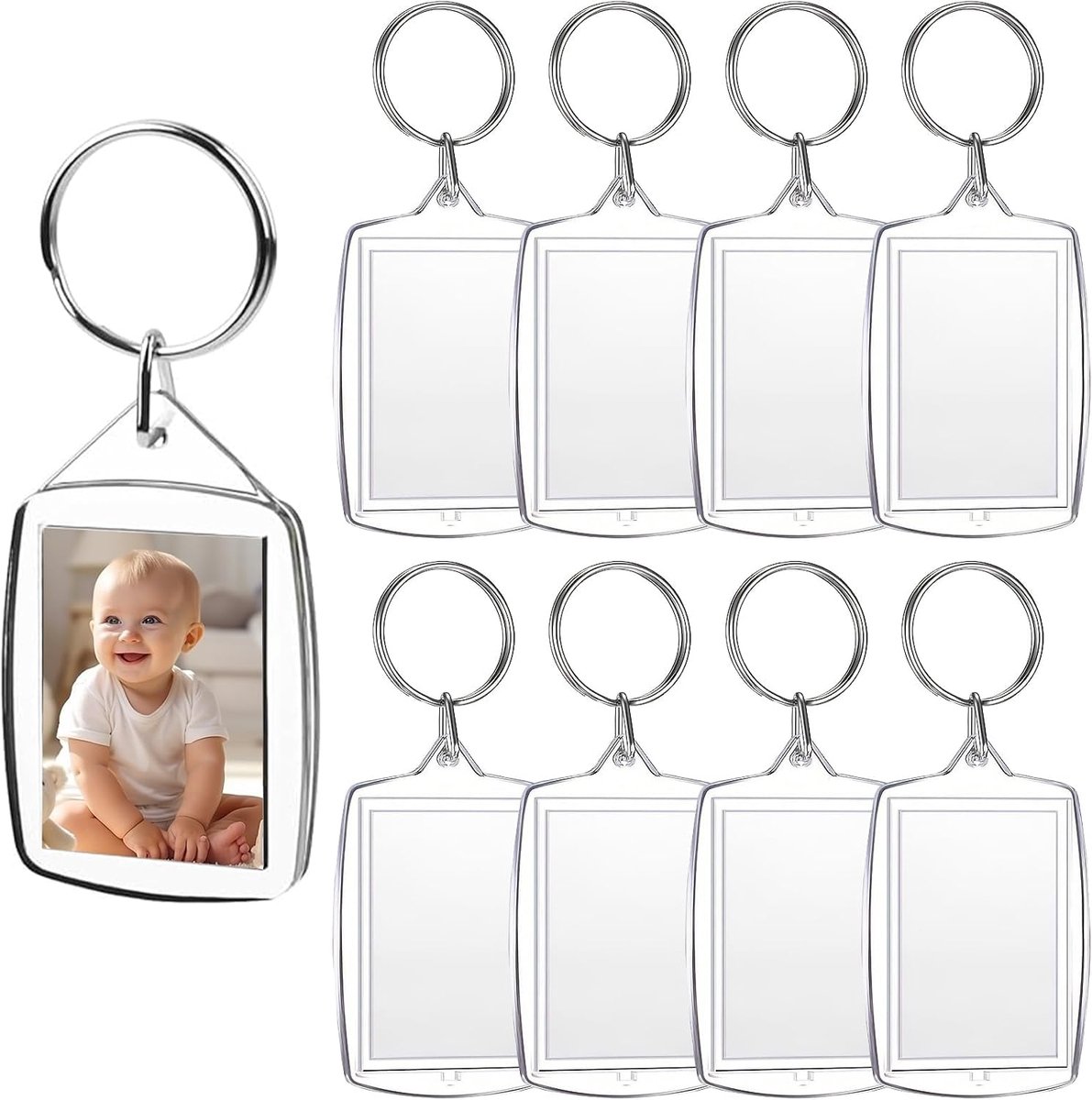 YueJieSelected 8 pcs key rings photo, transparent, One size - ShopVlot