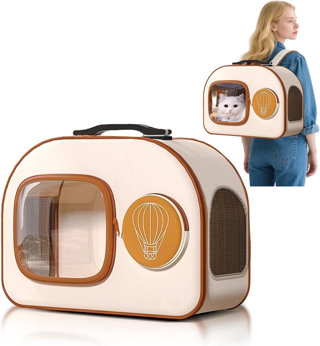 PETCUTE Backpack for Dogs with Trolley Trolley for Dogs and Cats with Telescopic Handle and Removable Base Portable - ShopVlot
