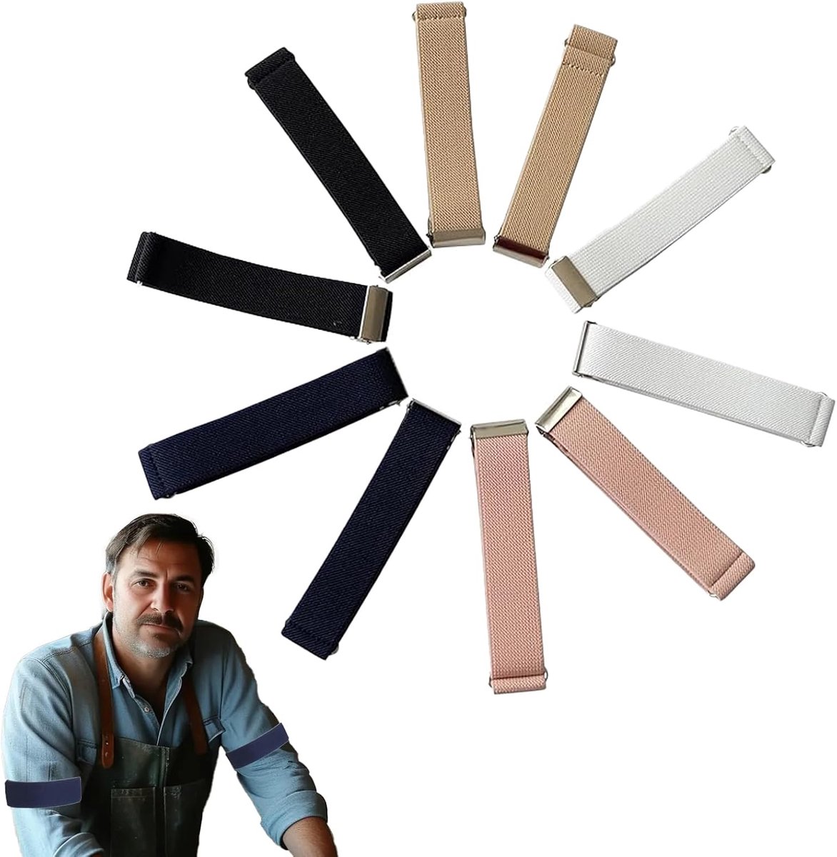 Vastsea 5 Pairs Sleeve Holders, Shirt Sleeve Holder, Shirt Sleeve Holder Non-Slip Garters, Cuff for Men and Women, for - ShopVlot