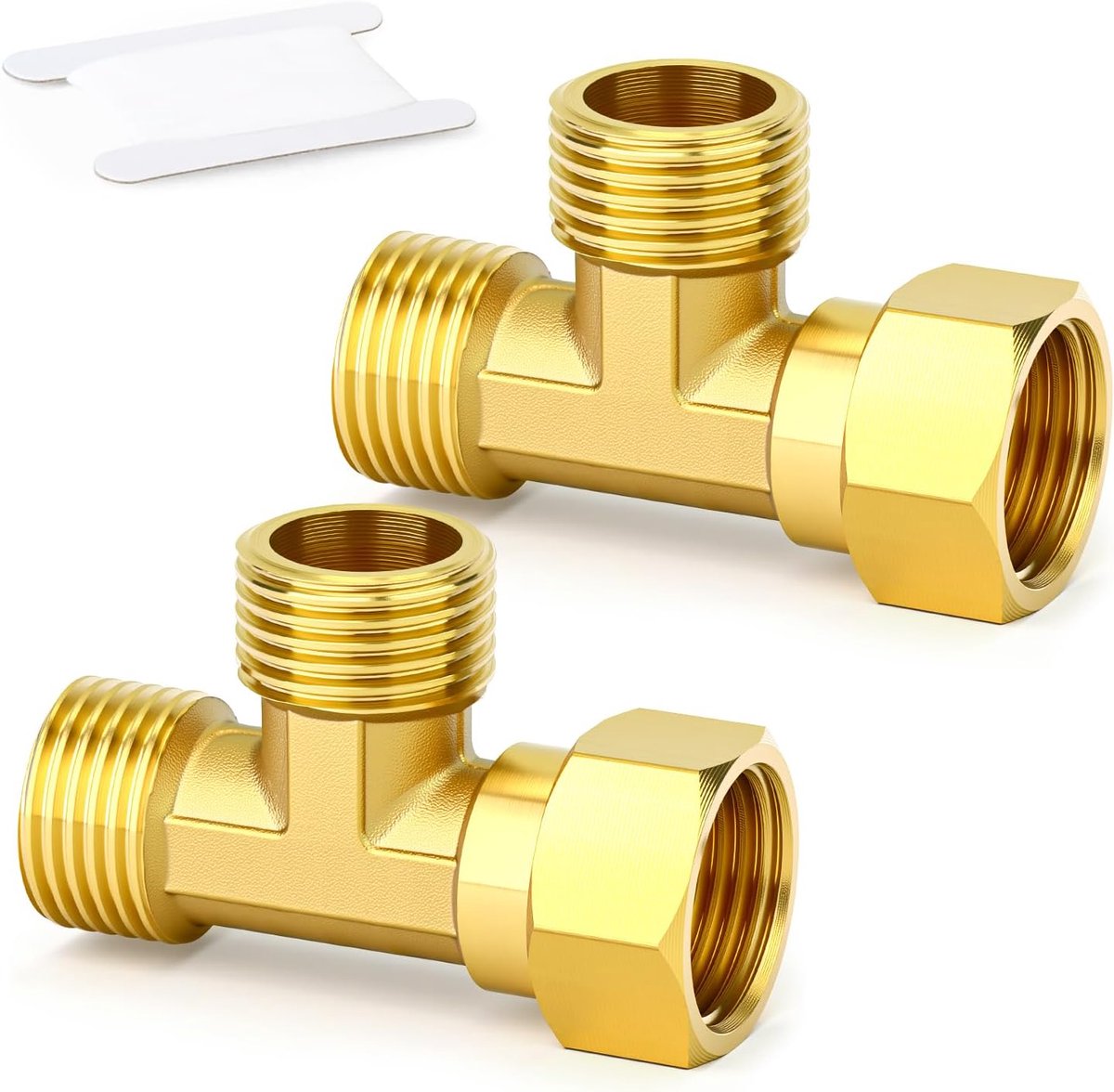 2pcs Brass 3 Way Flexible Movable T Connector, 1/2" Male x Male x Female BSP Threaded Garden Hose T Fitting Coupling - ShopVlot
