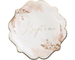 Artifetes Paper plates for christening, cotton blossom, 23 cm, 8 pieces - ShopVlot