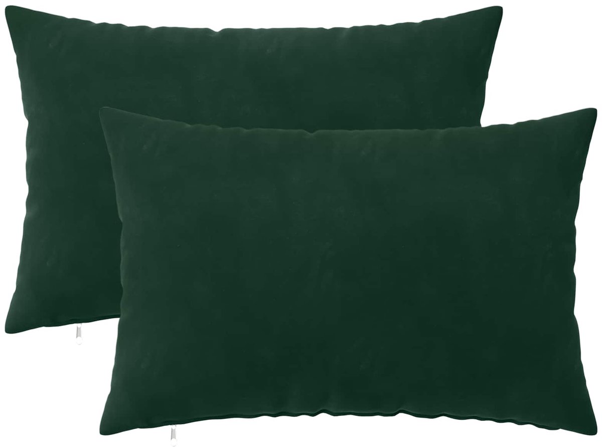 vidaXL Dekenkussen - 2 - st - HEERLEN - Donkergroen - 40 - x - 60 - cm - fluweel