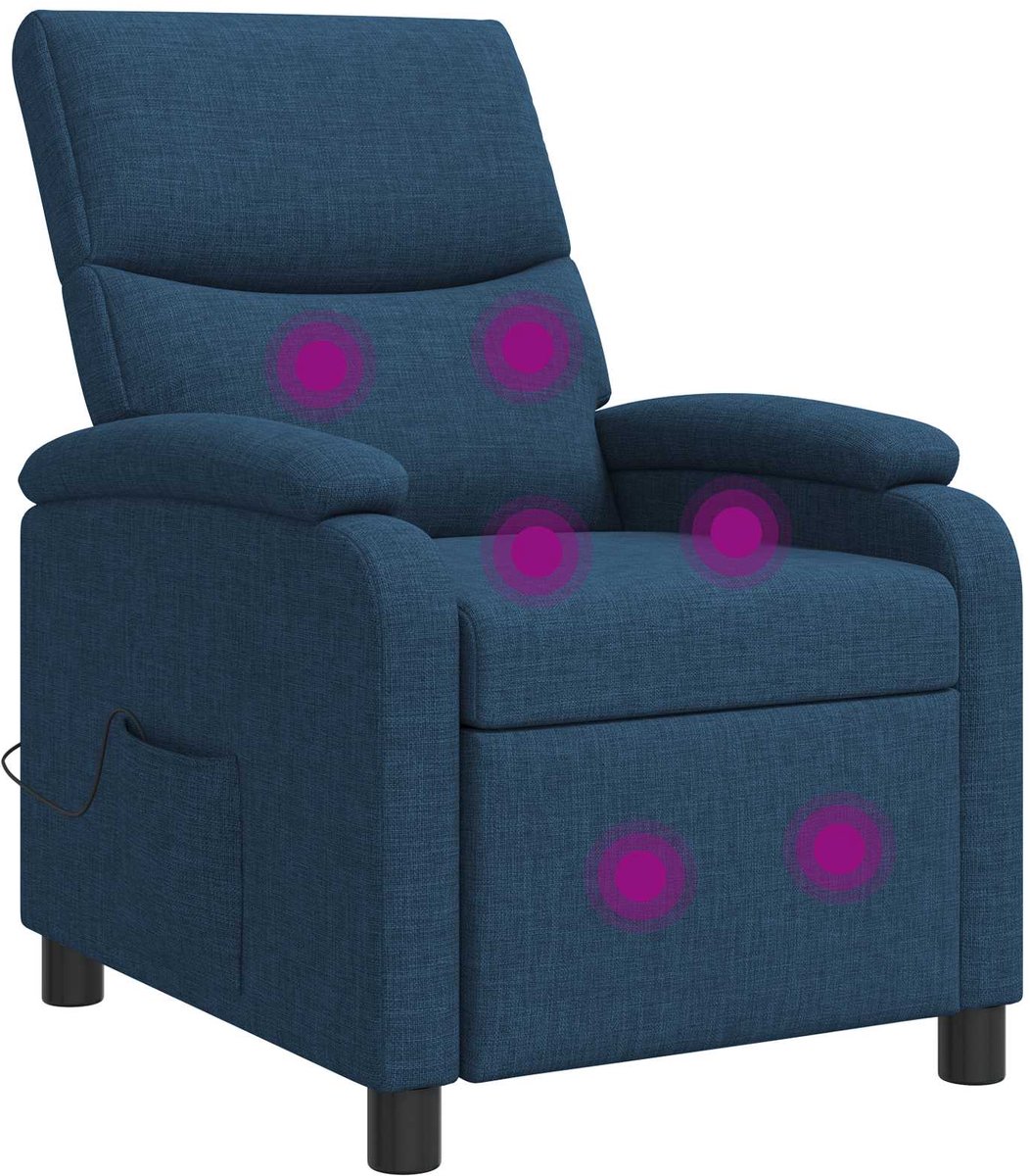 vidaXL Massage - Relaxstoel - Blauw - Stof