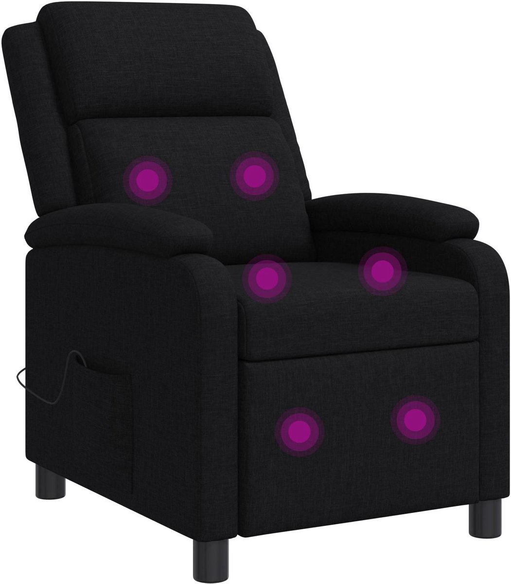 vidaXL Massage - Relaxstoel - Zwart - Stof