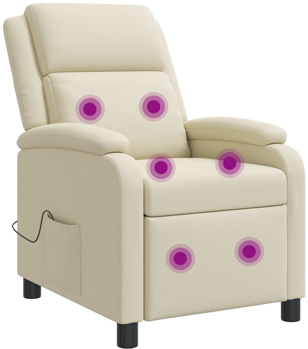 vidaXL Massage - Relaxstoel - Crèmekleurig - Kunstleer